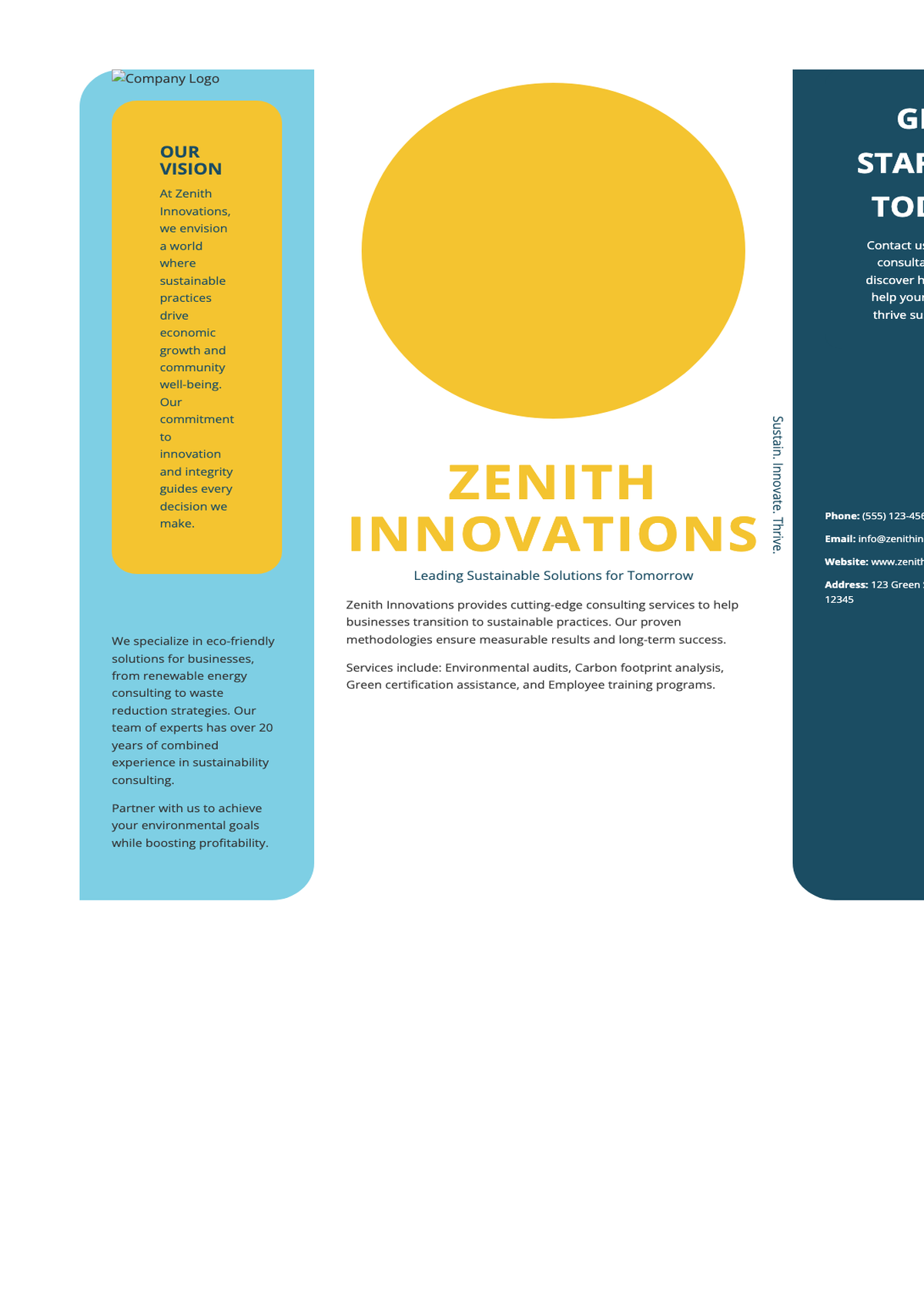 Modern business flyer with circular photo and blue yellow design_variant_1